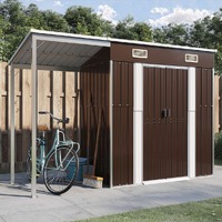  Garden Shed with Extended Roof Brown 277x110.5x181 cm Steel