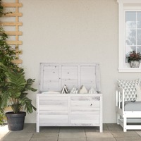  Garden Storage Box White 99x49.5x58.5 cm Solid Wood Fir