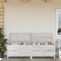  Garden Storage Box White 198.5x50x56.5 cm Solid Wood Fir
