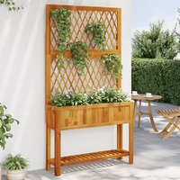  Planter with Trellis and Shelf 100x32x185 cm Solid Wood Acacia
