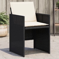  Garden Chairs with Cushions 4 pcs Black Poly Rattan