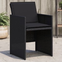 Garden Chairs with Cushions 4 pcs Black Poly Rattan