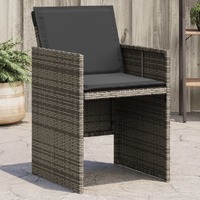  Garden Chairs with Cushions 4 pcs Grey Poly Rattan