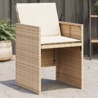  Garden Chairs with Cushions 4 pcs Beige Poly Rattan