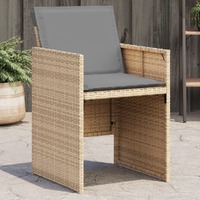  Garden Chairs with Cushions 4 pcs Mix Beige Poly Rattan
