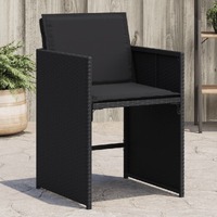  Garden Chairs with Cushions 4 pcs Black Poly Rattan