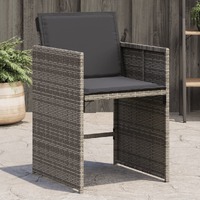  Garden Chairs with Cushions 4 pcs Grey Poly Rattan