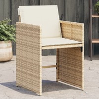  Garden Chairs with Cushions 4 pcs Beige Poly Rattan
