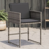  Garden Chairs with Cushions 4 pcs Grey Poly Rattan