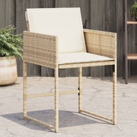  Garden Chairs with Cushions 4 pcs Beige Poly Rattan