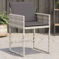 Garden Chairs with Cushions 4 pcs Light Grey Poly Rattan