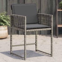  Garden Chairs with Cushions 4 pcs Grey Poly Rattan