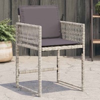  Garden Chairs with Cushions 4 pcs Light Grey Poly Rattan