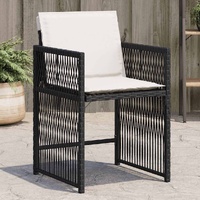  Garden Chairs with Cushions 4 pcs Black Poly Rattan