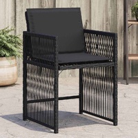 Garden Chairs with Cushions 4 pcs Black Poly Rattan