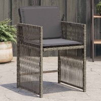  Garden Chairs with Cushions 4 pcs Grey Poly Rattan