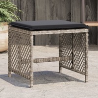  Garden Stools with Cushions 4 pcs Light Grey 41x41x36 cm Poly Rattan
