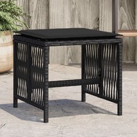  Garden Stools with Cushions 4 pcs Black 41x41x36 cm Poly Rattan