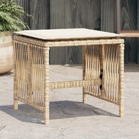  Garden Stools with Cushions 4 pcs Beige 41x41x36 cm Poly Rattan