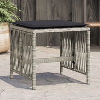  Garden Stools with Cushions 4 pcs Light Grey 41x41x36 cm Poly Rattan