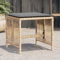  Garden Stools with Cushions 4 pcs Mix Beige 41x41x36 cm Poly Rattan