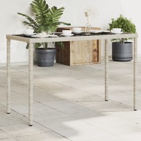  Garden Table with Glass Top Light Grey 115x54x74 cm Poly Rattan