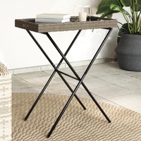  Folding Tray Table Grey 65x40x75 cm Poly Rattan