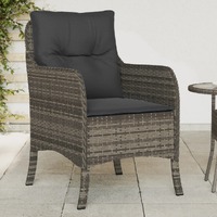  Garden Chairs with Cushions 2 pcs Grey Poly Rattan