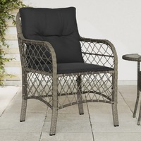  Garden Chairs with Cushions 2 pcs Grey Poly Rattan