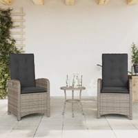  Reclining Garden Chairs 2 pcs with Cushions Grey Poly Rattan