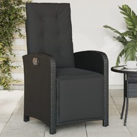  Reclining Garden Chair with Footrest Black Poly Rattan