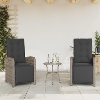  Reclining Garden Chairs 2 pcs with Footrest Grey Poly Rattan