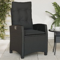  Reclining Garden Chair with Cushions Black Poly Rattan