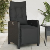  Reclining Garden Chair with Footrest Black Poly Rattan