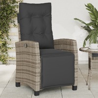  Reclining Garden Chair with Footrest Grey Poly Rattan