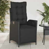  Reclining Garden Chair with Footrest Black Poly Rattan