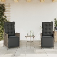  Reclining Garden Chairs 2 pcs with Footrest Grey Poly Rattan