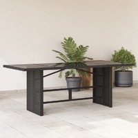  Garden Table with Glass Top Black 190x80x74 cm Poly Rattan