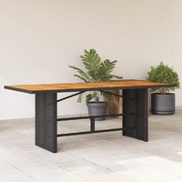  Garden Table with Acacia Wood Top Black 190x80x74 cm Poly Rattan
