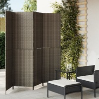  Room Divider 4 Panels Grey Poly Rattan