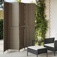  Room Divider 4 Panels Grey Poly Rattan