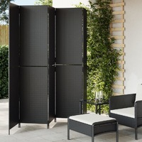  Room Divider 5 Panels Black Poly Rattan