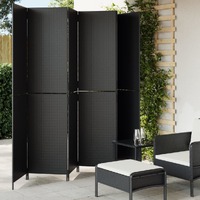  Room Divider 6 Panels Black Poly Rattan