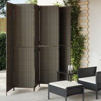 Room Divider 6 Panels Grey Poly Rattan