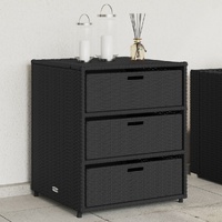  Garden Storage Cabinet Black 55x59x69 cm Poly Rattan