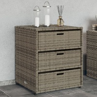  Garden Storage Cabinet Grey 55x59x69 cm Poly Rattan