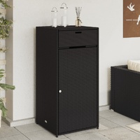  Garden Storage Cabinet Black 55x55x111 cm Poly Rattan