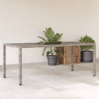  Garden Table with Glass Top Grey 190x90x75 cm Poly Rattan
