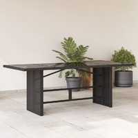  Garden Table with Glass Top Black 190x80x75 cm Poly Rattan