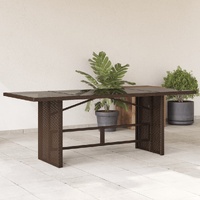  Garden Table with Glass Top Brown 190x80x75 cm Poly Rattan